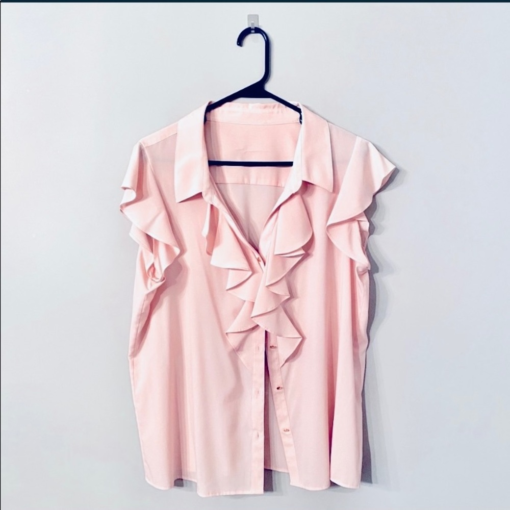 Pink flowing button top